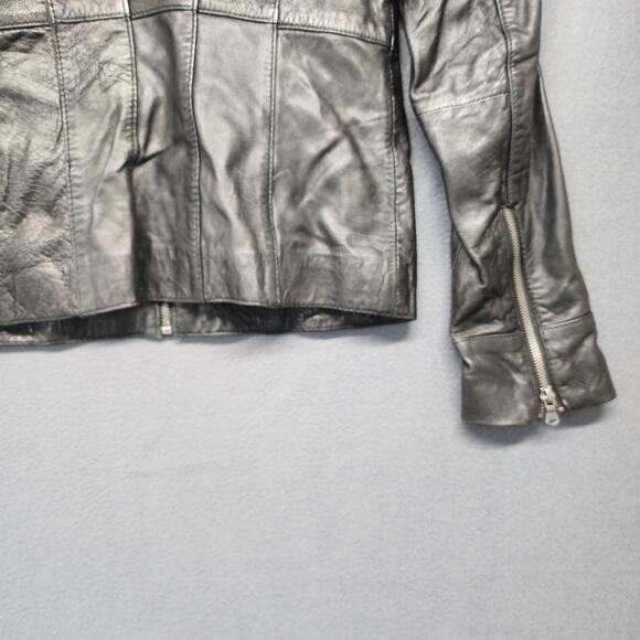 Vintage Guess Leather Jacket Womens Small Black Classic Moto Biker - Picture 15 of 15